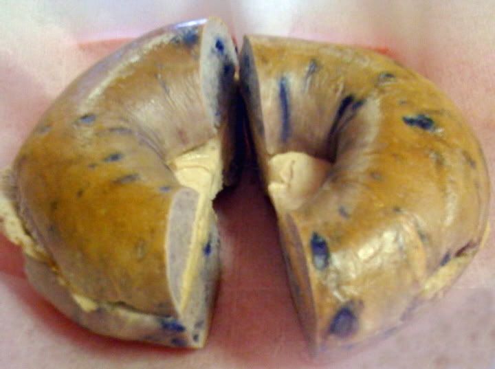 Blueberry Bagel with Cinnamon Roll Cream Cheese