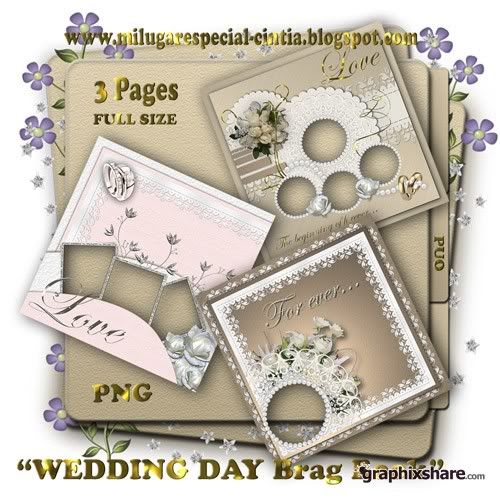 PNG Frames Wedding Day Brag Book Scrap Set Wedding Day Brag Book