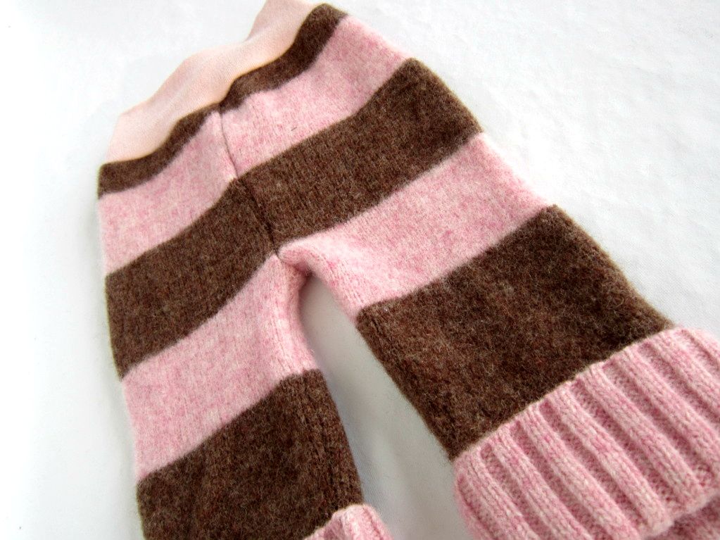 Pink/Brown Striped "Cuffable" Longies - Small 