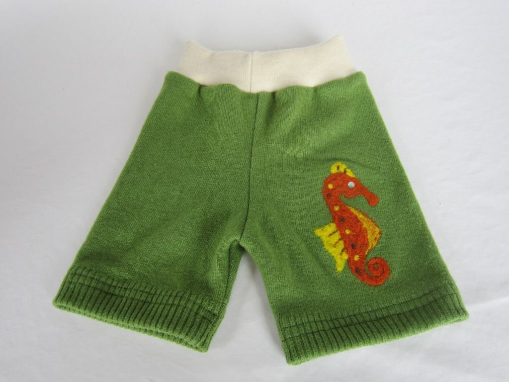 "Sammy Sea Horse" Upcycled Shorties - Med/Large Merino "Sammy Sea Horse" Upcycled Shorties - Med/Large Merino
