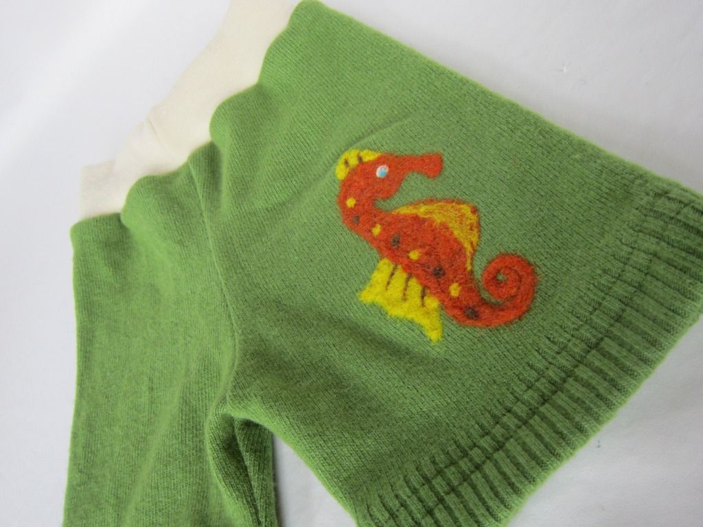 "Sammy Sea Horse" Upcycled Shorties - Med/Large Merino "Sammy Sea Horse" Upcycled Shorties - Med/Large Merino