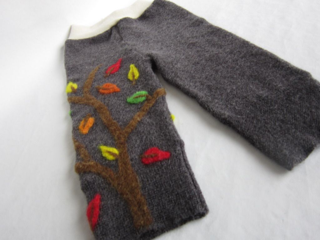 "Falling Leaves!" Needle Felted Upcycled Longies - Small