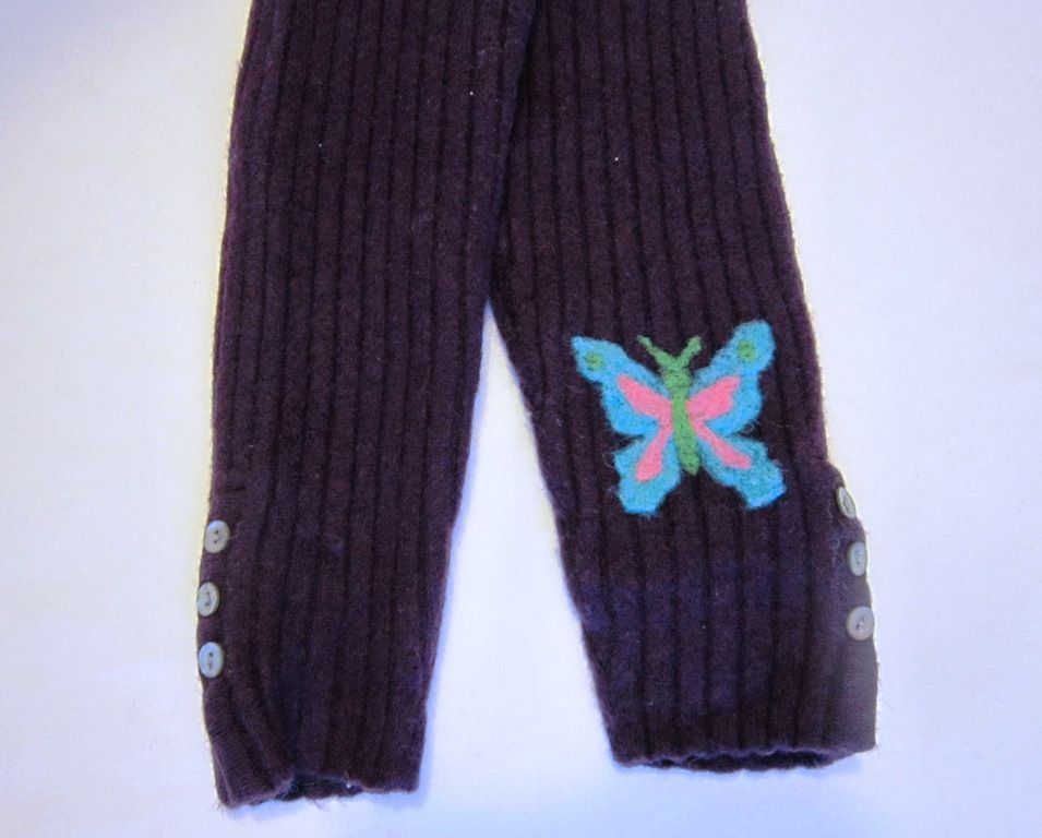 "Butterfly" Needle Felted Upcycled Longies - Customize your size (NB/S/M)