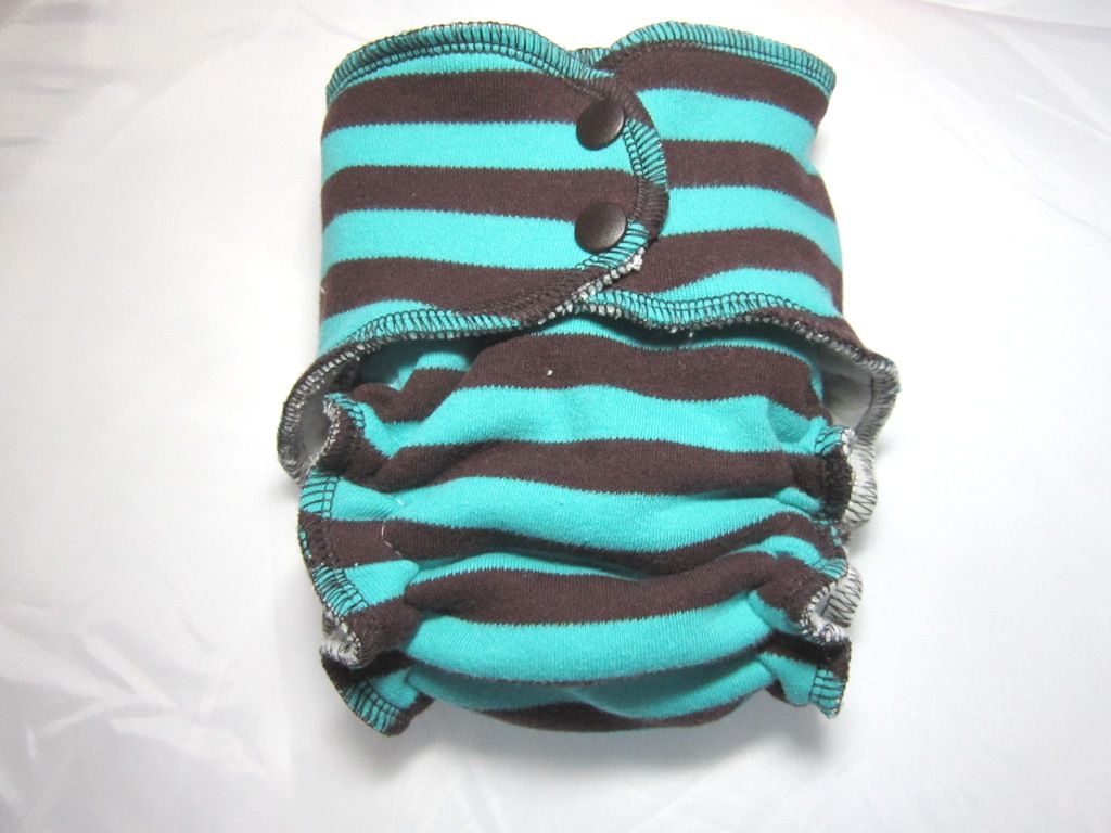 <b> "Chocolate Teal Stripes"<br> Bamboo Fitted <br> NB/Small
