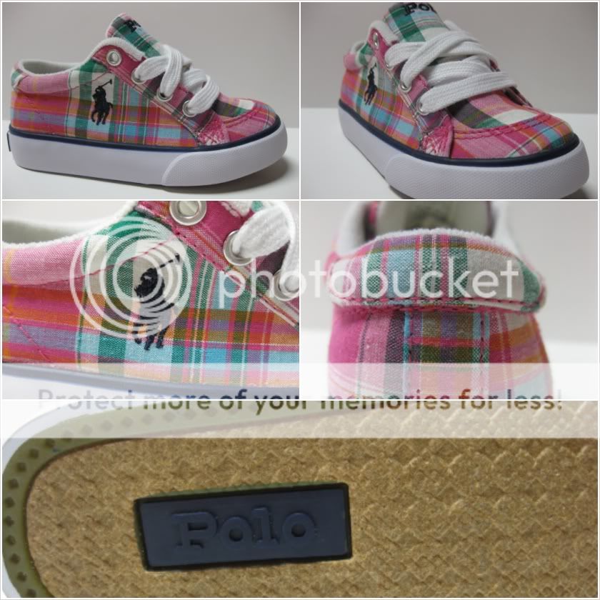 Polo By Ralph Lauren Toddler Shoes Size11 Pink Plaid  